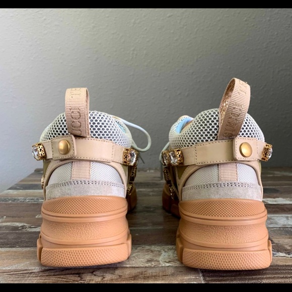 Gucci Wmns Flashtrek Crystals Beige - Picture 5 of 7
